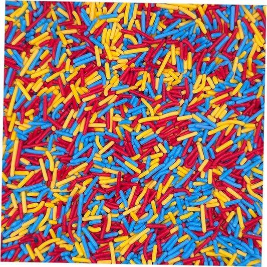 NCS Red, Yellow & Blue Jimmies Edible Sprinkles – Cupcake, Cake & Cookie Decorations, 7 oz