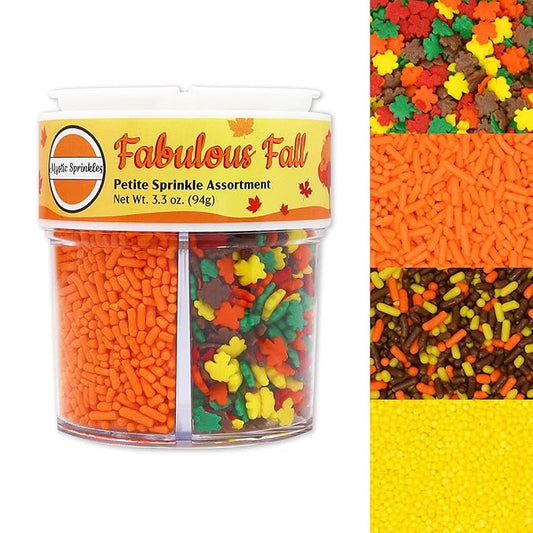 Mystic Sprinkles 4 Cell Sprinkle Assortments (Fabulous Fall, Petite)