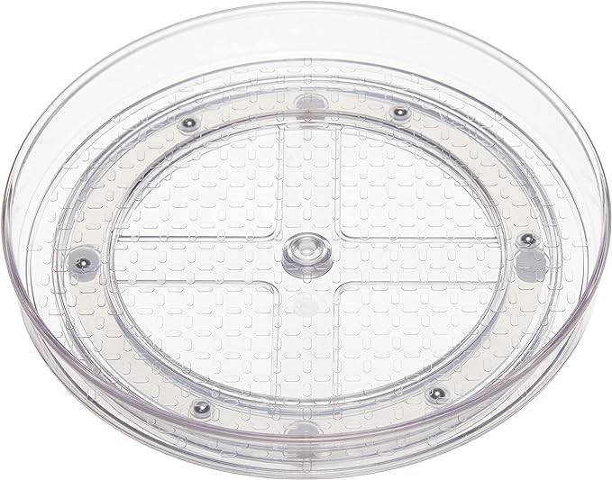 Amazon Basics Clear Rotating Lazy Susan Turntable Organizer for Condiments, 9-Inch (Pack of 16)