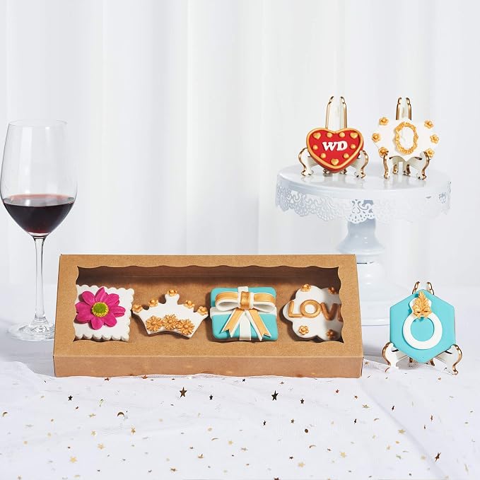 24PCS 12 x 5 x 1.5 inches Premium One Piece Cookies Boxes, Bakery Boxes for Father's Day and Holiday Cookie Gift Sets