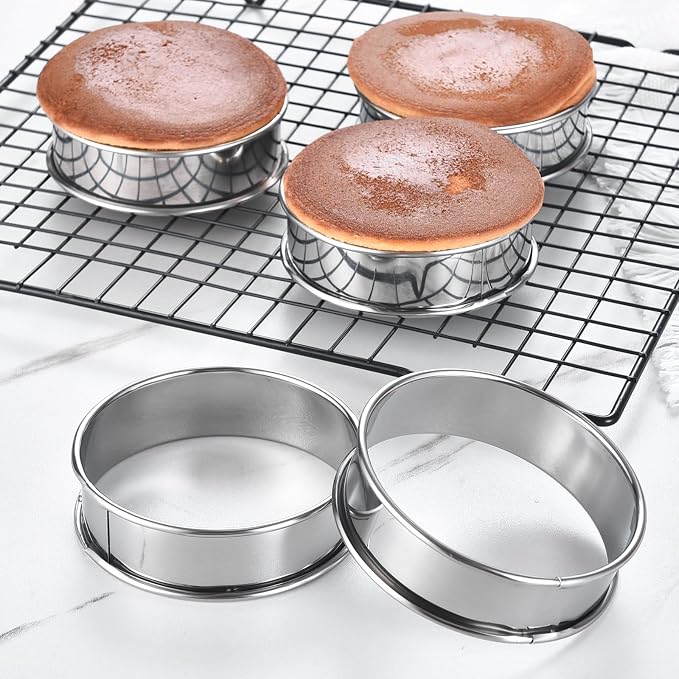 16Packs English Muffin Rings Crumpet Rings 4 inch Stainless Steel Double Rolled Tart Rings 4 inch & 3.15 inch, Round Metal Cooking Pastry Ring Molds for cookies, pancakes,