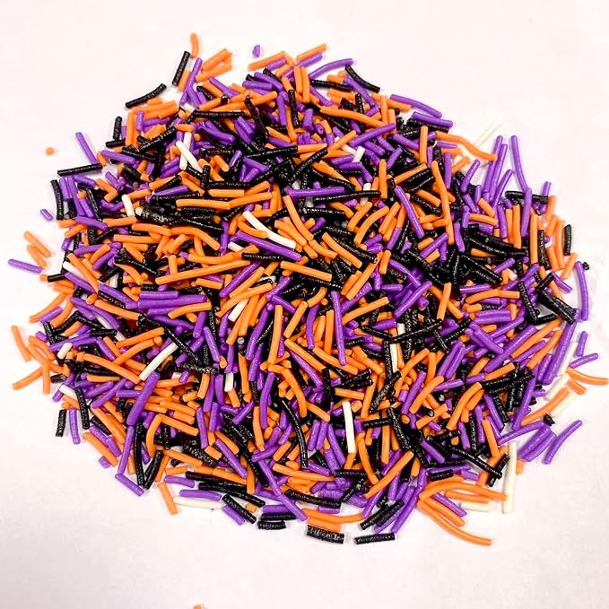 Sentovac Halloween Jimmies Sprinkles Edible for Cake Decorating Orange Black Purple White Sprinkles Candy Cookie Cupcake Topper Ice Cream Baking Decorations Halloween Christmas Supplies 3.53oz