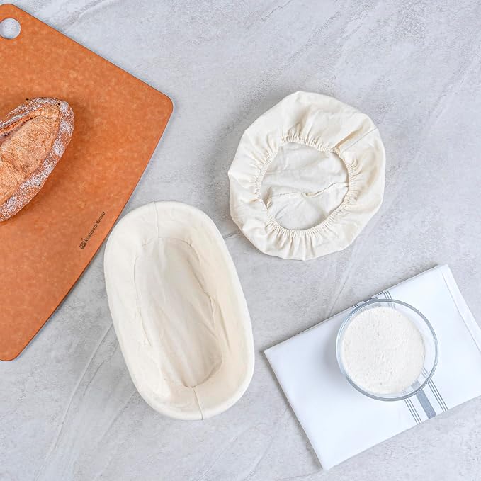 Restaurantware Bread Proofing Basket 9 Inch Oval Pack of 1 Rattan Dough Fermentation Basket With Cotton Liners, Oval Banneton Bread Rising Bowl For Home, Commercial, and Artisanal Baking