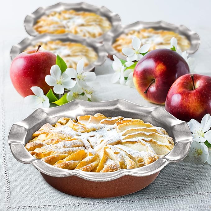 Tosnail 6 Pack Small Fluted Tart Pie Pan, 5 Inch Mini Cake Mold, Nonstick Quiche Pan for Individual Pastry Baking