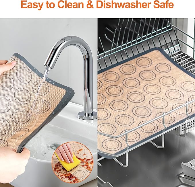 HOOMIL Macaron Silicone Baking Mats, 13"x9", Non-Stick, Reusable, Food Safe, Quarter Sheet Size Silicone Mat, Pack of 2