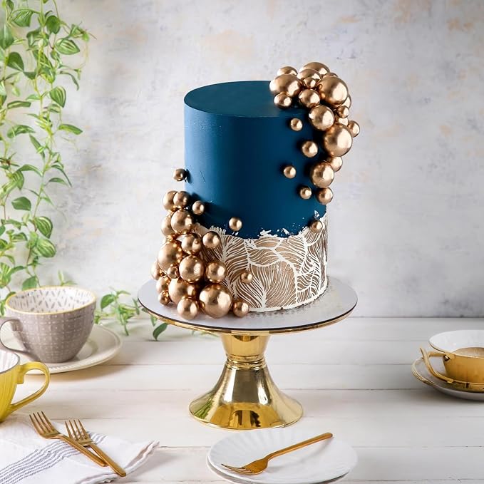 56 PCS Ball Cake Picks Gold 4 Sizes for DIY Baking Decoration Cupcake Toppers and Wedding Anniversary Birthday