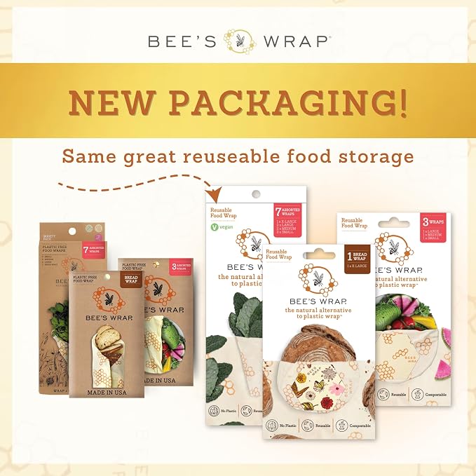 Bee's Wrap Beeswax Wraps for Bread - Beeswax Bread Wrap for Sourdough & Bread Storage - Plastic Free Made in USA Reusable Natural Food Wrap - Meadow Magic