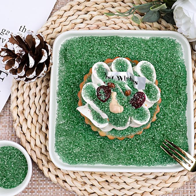 Green Sprinkles Sanding Sugar for Baking, 6.35oz/180g Edible Sparkling Sugar Crystals, Decorating Sugar Sprinkles for Cakes Cupcakes Cookies Ice Cream