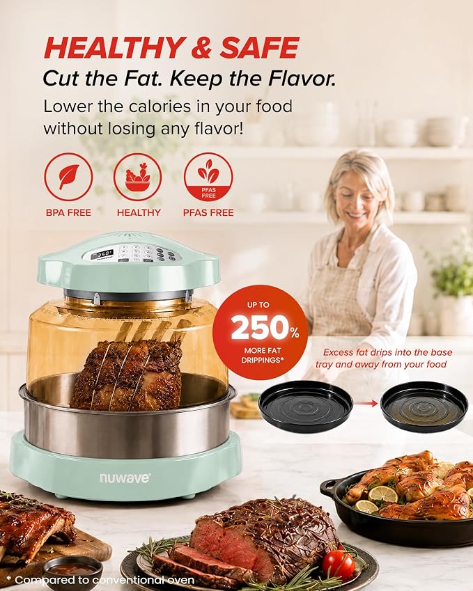 Nuwave Pro Plus 2 Countertop Infrared Oven with Stainless Steel Extender Ring, Triple Combo Cooking Power, Adjustable Temperature Control, Large Capacity Roaster, Air Fryer & Convection Oven, 20674V01