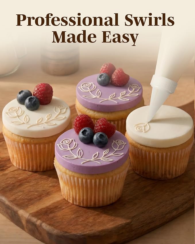 Reusable Plastic Piping Tips - Standard Size Round Tip #3 Icing Nozzles for Cake Decorating and Dessert Design Made from Food Grade Plastic, Baking Supplies Base Ø 0.75", Height 1.25" (20pcs)