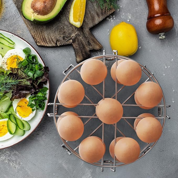 GSlife Egg Steamer Rack - Steel Trivet for Instant Pot Cooker, 2 Packs | Stackable 18 Egg Capacity, Steel Support for Pressure Cooker Meals, Deviled Eggs, Meal Prep, Steaming and Kitchen Daily Use