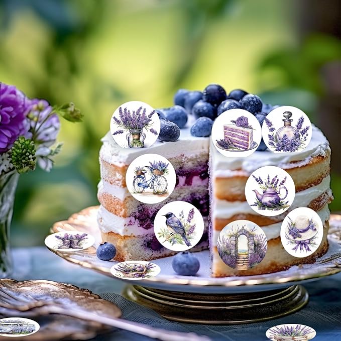 36PCS Edible Lavender Floral Cupcake Toppers Wafer Paper Purple Flowers Cake Picks Edible Lavender Bouquet Cupcake Toppers for Wedding Birthday Theme Floral Cake Decor Supplies