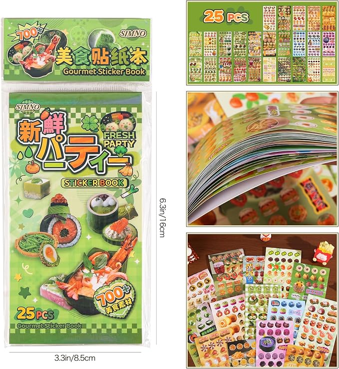 Girl's Japanese Retro Sticker Book, Food and Daily Life Theme - 700+ Cute Old Showa Style Foodie Stickers, for DIY Scrapbooking Journaling Handbook Decoration