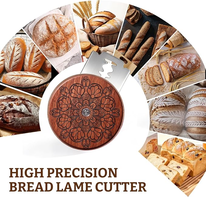 UFO Bread Lame Set for Sourdough,Wooden Bread Scoring Tool for Homemade Sourdough Gifts for Bread Bakers with 15 Blades and Leather Storage Cover,Lame Cutter Scoring Knife for Baking(Shell)