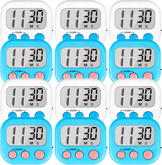 Timer for Kids Teachers Supplies Digital Kitchen Timers for Cooking Large Magnetic Classroom Timer 12Pack-Blue White