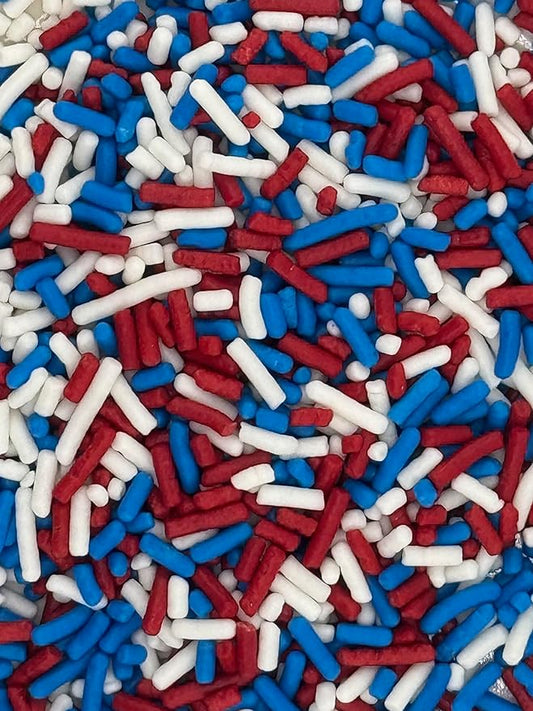 Red White and Blue Sprinkles 4oz pack for Cakes, Cupcakes, Cookie Decorations, Ice Cream and Donut Toppings Edible Decorating Baking Supplies - American Patriotic Mix