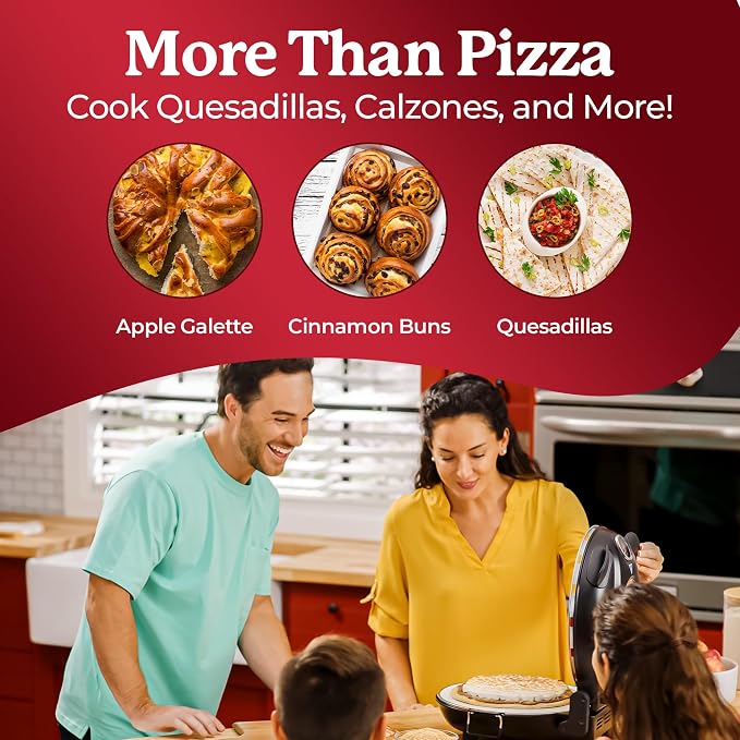 PIEZANO 12" Electric Pizza Oven Indoor Countertop Pizza Maker | Heats to 800˚F, Ceramic Stone for Crispy Crust Pizza, Cooks in Under 6 Minutes, Dual Heat Controls, Peels & Scraper Included