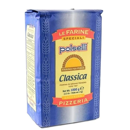 POLSELLI Classica, Type "00" Double Zero Flour, All-Natural, 1 kg (2.2 lbs) | Fine-Milled Italian "00" Soft Wheat Flour For Pizza, Bread And Pasta, All-Natural, Unbleached, Non-GMO, Product Of Italy.