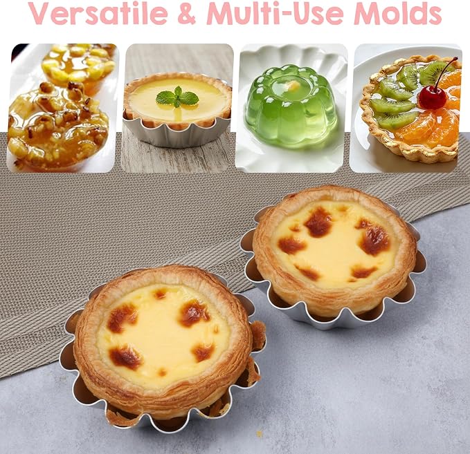 10 Pcs Ensaymada Molder Filipino, Large 4.5 Inch Round Cake Pan with Wave Edge – Traditional Aluminum Molds for Ensaymada, Bibingka, Torta, Puto & Filipino Desserts