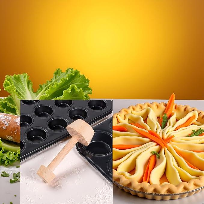GANPUB 1 Pc Tart Tamper Pastry Tamper Double Side Wooden Egg Tart Tamper Mold DIY Cake Pastry Pusher for Kitchen Party Baking Tools, Pie, Tart and Quiche Pans（It is 14.8 cm long）