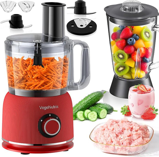 Food Processor and Blender Combo, 88 oz Food Chopper for Meat, Vegetable and Dough, 70 oz 700W Glass Jar Blender with 2 Speeds and Pulse for Smoothie, Nutrient Extractions, and More