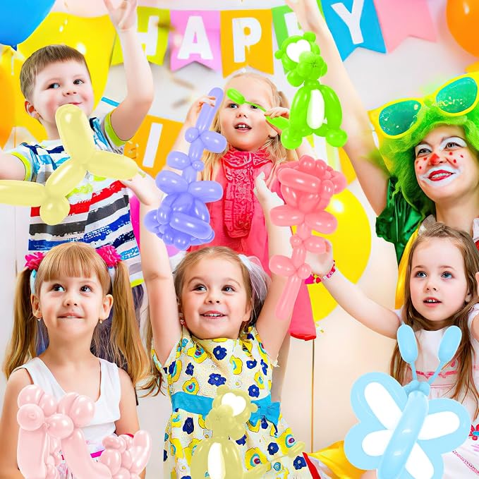 Macaron Color Mix 260 Balloons - Long Balloons for Balloon Arch & Animals Kit, Random Color