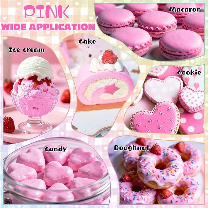 Pink Natural Food Coloring - 50ml Plant Based Food Dye, No FD&C & Artificial Dyes, Gluten-Free, Food-Grade, Vibrant Liquid Colors for Icing, Baking, Cake Decorating, Frosting, Fondant, Slime - 1.69 Fl.Oz Bottles