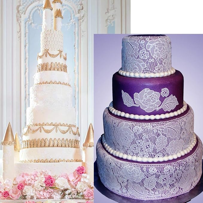 wedding Silicone Lace Mat, rose Cake Decorating Mold, flowers cake Decorating Tools for Edible Lace Fondant Mold, Sugar-Lace Cupcake Mat