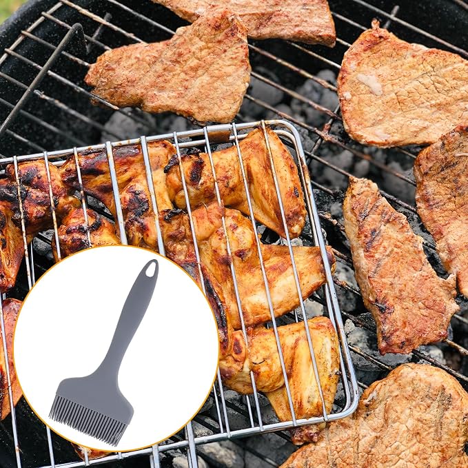 Cabilock High-temperature Resistant Silicone Oil Basting Brush for Cooking and Baking, Gray Heatproof Pastry Brush for Bbq, Turkey, Egg, and Meat Application, 1pcs Kitchen Tool