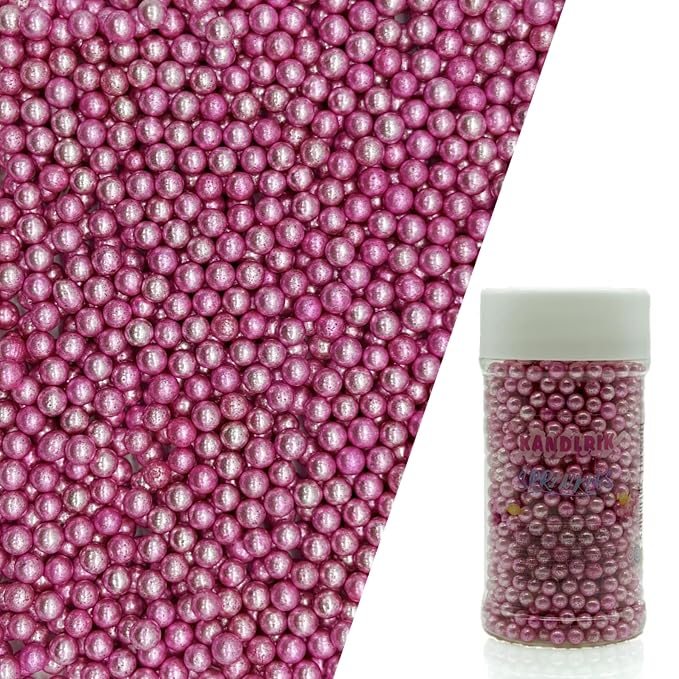 Edible Silver Pink Pearl Sugar Sprinkles Candy 4mm Mini Pearls Cake Decorations Cupcake Toppers Cookie Decorating Perfect for Wedding Party Valentine Halloween Christmas Supplies 3OZ