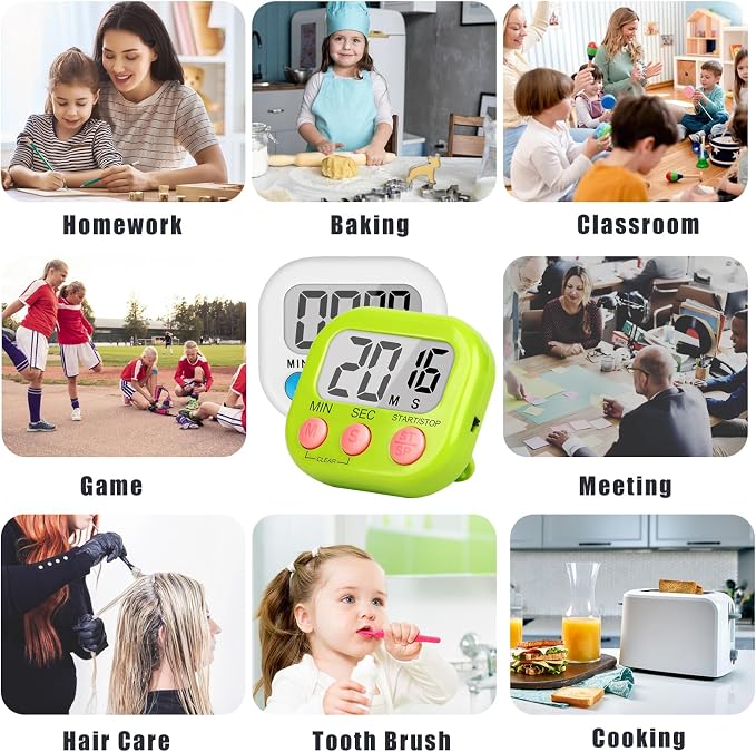ZILLEEN Classroom Timer for Kids Teachers 2 Pack Digital Timers, White & Green