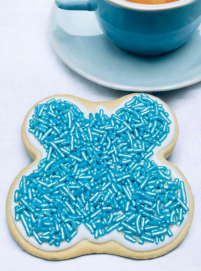 BABY BLUE PEARLIZED SPRINKLES-Cake Decorating Jimmies, Cupcake,Cookies, and Cake Topper, Bulk Candy, Large, 1.5 LBS. Egg Free, Dairy Free, Gluten Free, Vegan, Soy Free, Nuts Free, Kosher