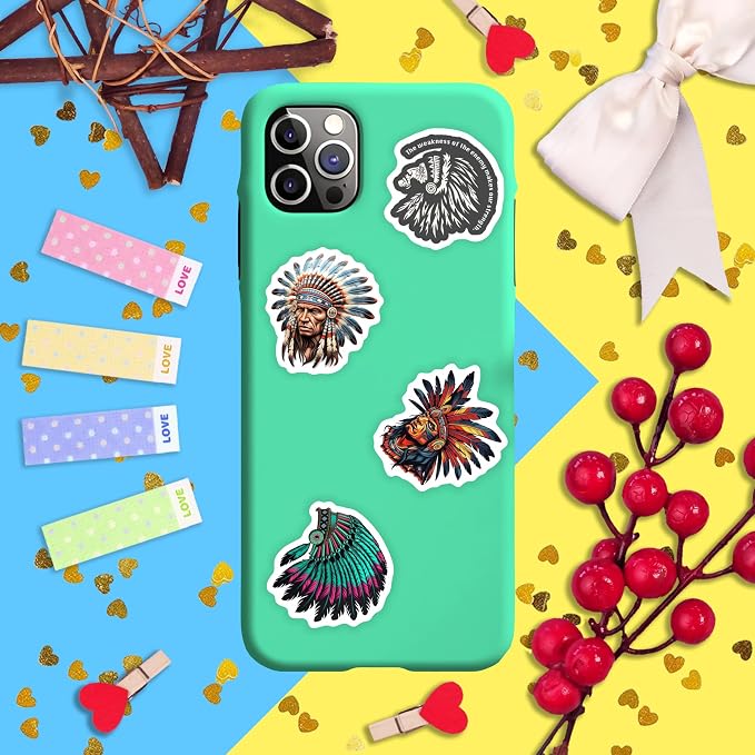 100Pcs Native American Stickers for Water Bottle and Laptop, Native American Party Supplies & Decorations, Waterproof Vinyl Decals, Gifts for Women & Men