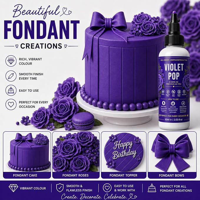 Confect Violet Pop Gel Food Coloring – Highly Pigmented Gel Based Food Color for Buttercream, Cakes, Cookies & Baking – 60mL / 2 FL OZ
