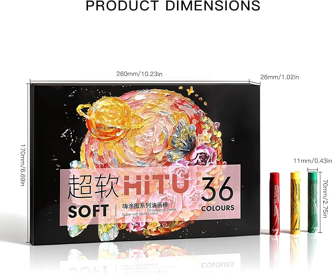 rubens Oil Pastels Set 36 Colors, Professional Soft Creamy Texture, Easy Blending & Layering, Vibrant Art Supplies Gift for Artists, Beginners & Adults