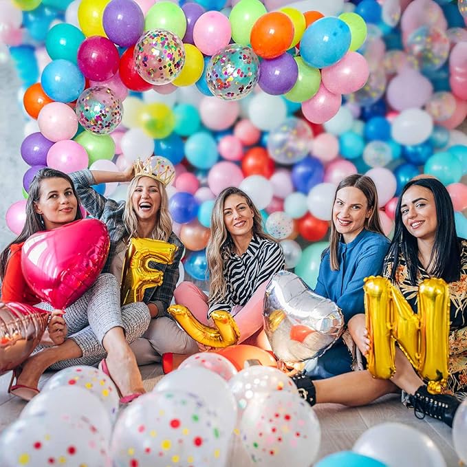 DIY Balloon Arch & Garland Kit, 113Pcs Party Balloons Decoration Set, Colorful Confetti Balloons & Colorful Latex Balloons for Baby Shower, Wedding, Birthday, Graduation, Anniversary Organic Party