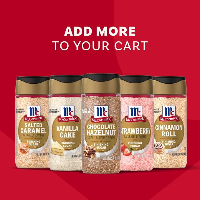 McCormick Finishing Sugar, Chocolate Hazelnut, Rich Hazelnut Flavor, Perfect for Topping Sweets, Hot Beverages & Cocktails, 3.61 oz