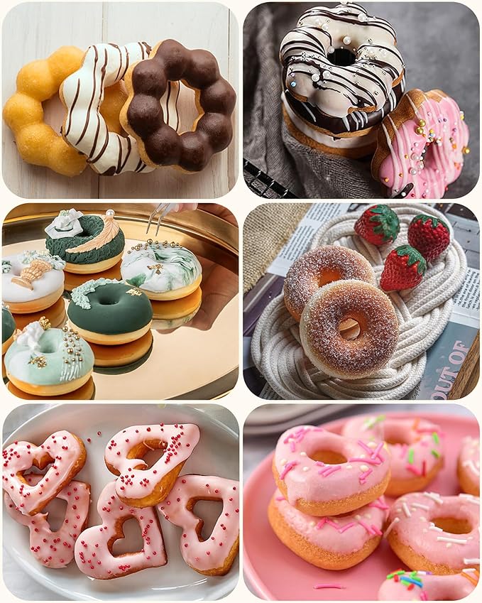 3 Pack Silicone Donut Pan for Baking, Non-Stick Doughnut Pan, 6 Cavity Fluted Tube Cake Silicone Mold for Baking (Blue+Gray+Pink)