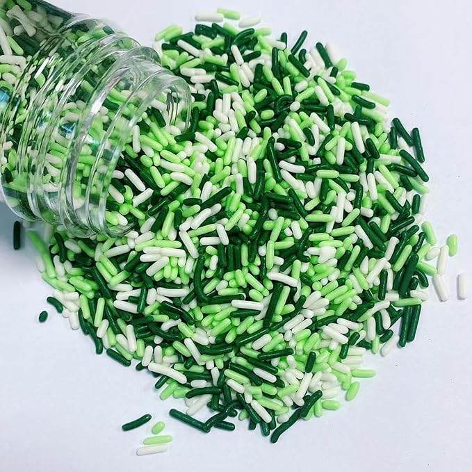 PhilaeEC St Patricks Jimmies Sprinkle Edible Green and White Soft Jimmies Sprinkle for Cake Decoration Cupcake Topper Cookie Baking Decorations St Patricks Spring Supplies 2.75oz/78g