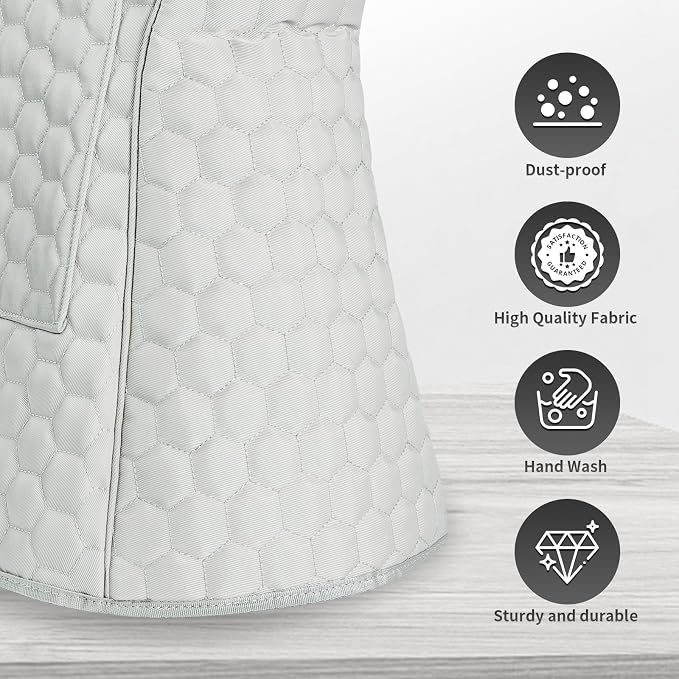 Stand Mixer Dust Cover Compatible with KitchenAid Mixer - Storage Bag for 6/7/8 Quart Bowl Lift with Pockets for Accessories and Attachments(Silver,Fits for 6-8 Quart）
