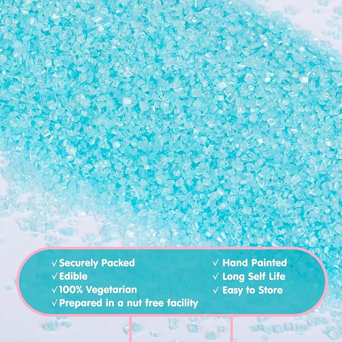Edible Blue Sprinkles,150g,Bright Blue Sanding Sugar for Cake Decorating,Sky Blue Sprinkle Crystals Mix for Cookie,Ice Cream,Fondant Cake,Caramel Apples,Cupcakes,Desserts Toppers,Birthday Party,Festival Baking Decoration Supplies