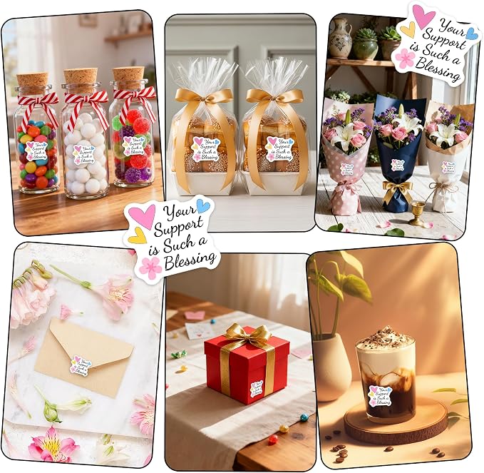 500Pcs Thank You Stickers for Small Business Online Retailers Small Shop Mail Envelopes Baking, Sealing Packaging Gift Wrap Stickers, Your Support is Such A Blessing