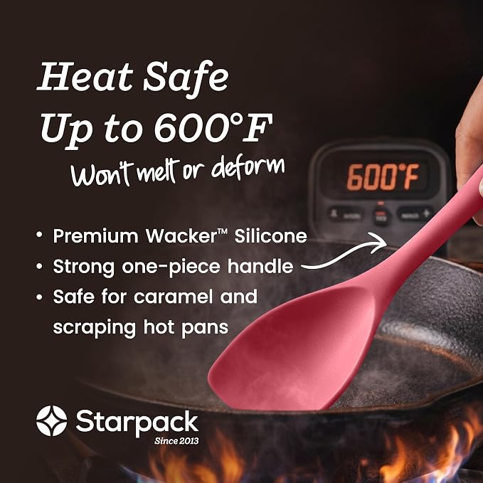 StarPack Silicone Spoonula The All-Rounder 11 Inch - LFGB Spoon Spatula, 600°F Heat Resistant, BPA-Free - One-Piece Seamless, Dishwasher Safe - for Nonstick Cookware, Earthy Pink