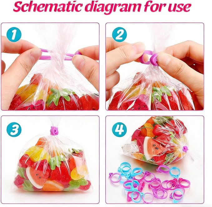 60Pcs Professional Silicone Piping Bag Ties - Leak-Proof Reusable Icing Bag Clips for Cake Decorating - Food Grade Pastry Bag Sealing Rings for Cookies & Cupcakes (3 Vibrant Colors)