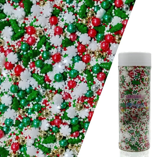 Mixed Sprinkles Edible Pearls Cake Decorations Cupcake Toppers Cookie Decorating Perfect for Wedding Party Valentine Halloween Christmas Supplies 4.58OZ