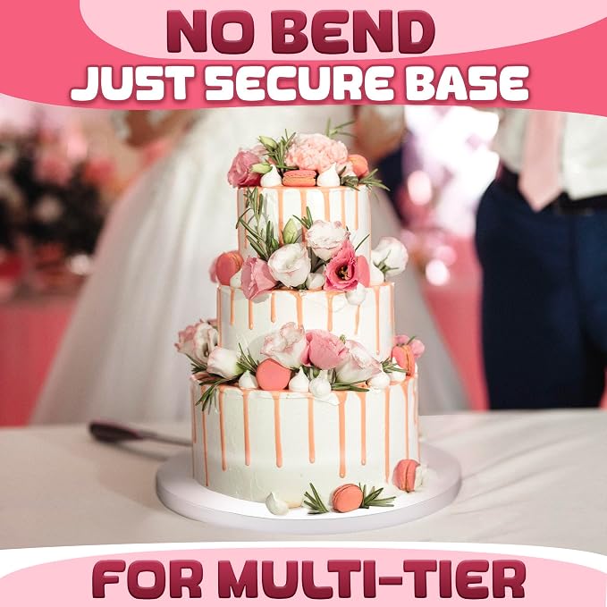 Set of 12 Cardboard Cake Drums 10 inch Round - Thick 1/2" White 10 inch Cake Board Set with Bend-Proof, Smooth Surface, Grease Resistant and Water Resistant - Suitable for Wedding Cakes up to 8"