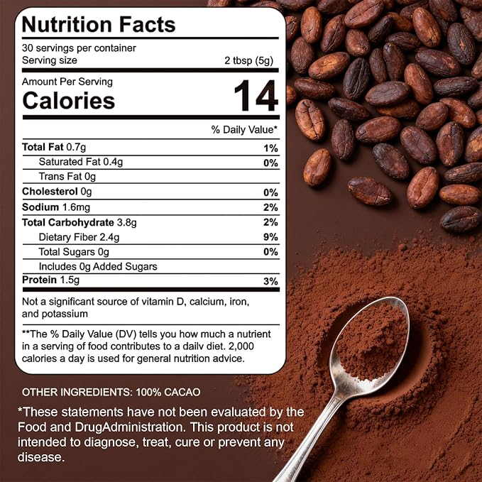 Ceremonial Grade Cacao Powder | High in Flavanol Antioxidants, Magnesium & Theobromine | Supports Mental Clarity, Focus & Natural Energy | Zero Sugar, Pure & Natural Superfood (chocolate)