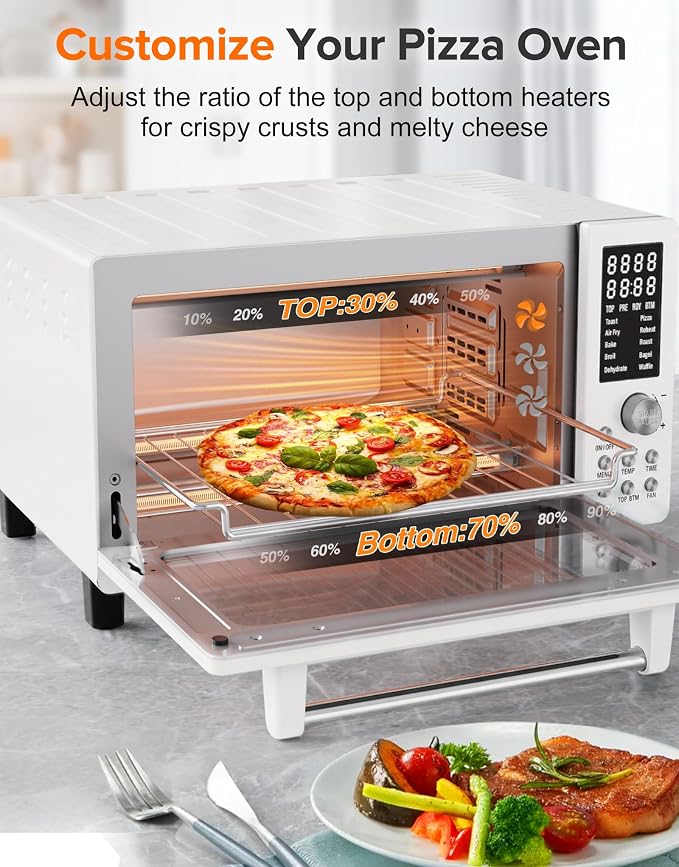Nuwave Bravo Pro Smart Air Fryer Toaster Oven Combo, Airfryer Convection Oven Countertop, 10-in-1 Functions with Quicker & Even Crisp Technology, 1800W, 50-450°F, PFAS-Free, 21QT, Vanilla Cream