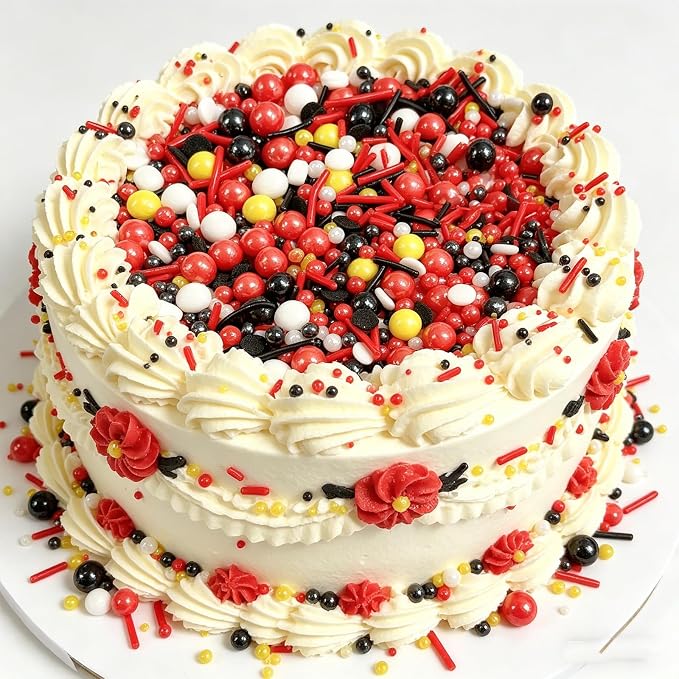 Sentovac Mouse Sprinkle Edible Cake Decorations Red Black White Yellow Pearl Jimmies Confetti Mix Sprinkle Cake Cupcake Topper Cookie Baking Decorations Wedding Party Valentine Birthday Supplies