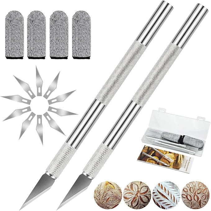 2 Pcs Bread Lame Sourdough Scoring Tool for Bread Baking Bread Scorer Dough Scoring Tool for Homemade Sourdough Bread Scoring Tool Set with 10 Replacement Blades & 1 Storage Case